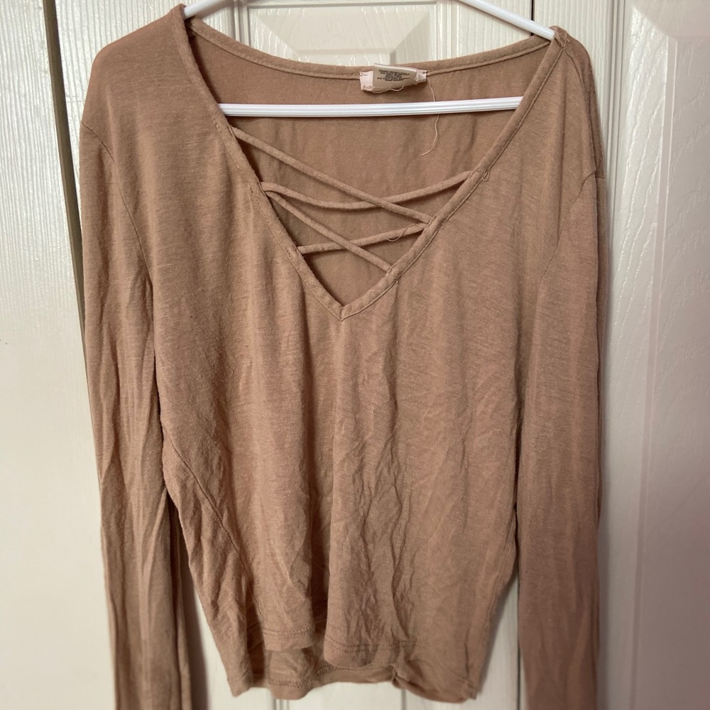 Tan cropped long sleeve